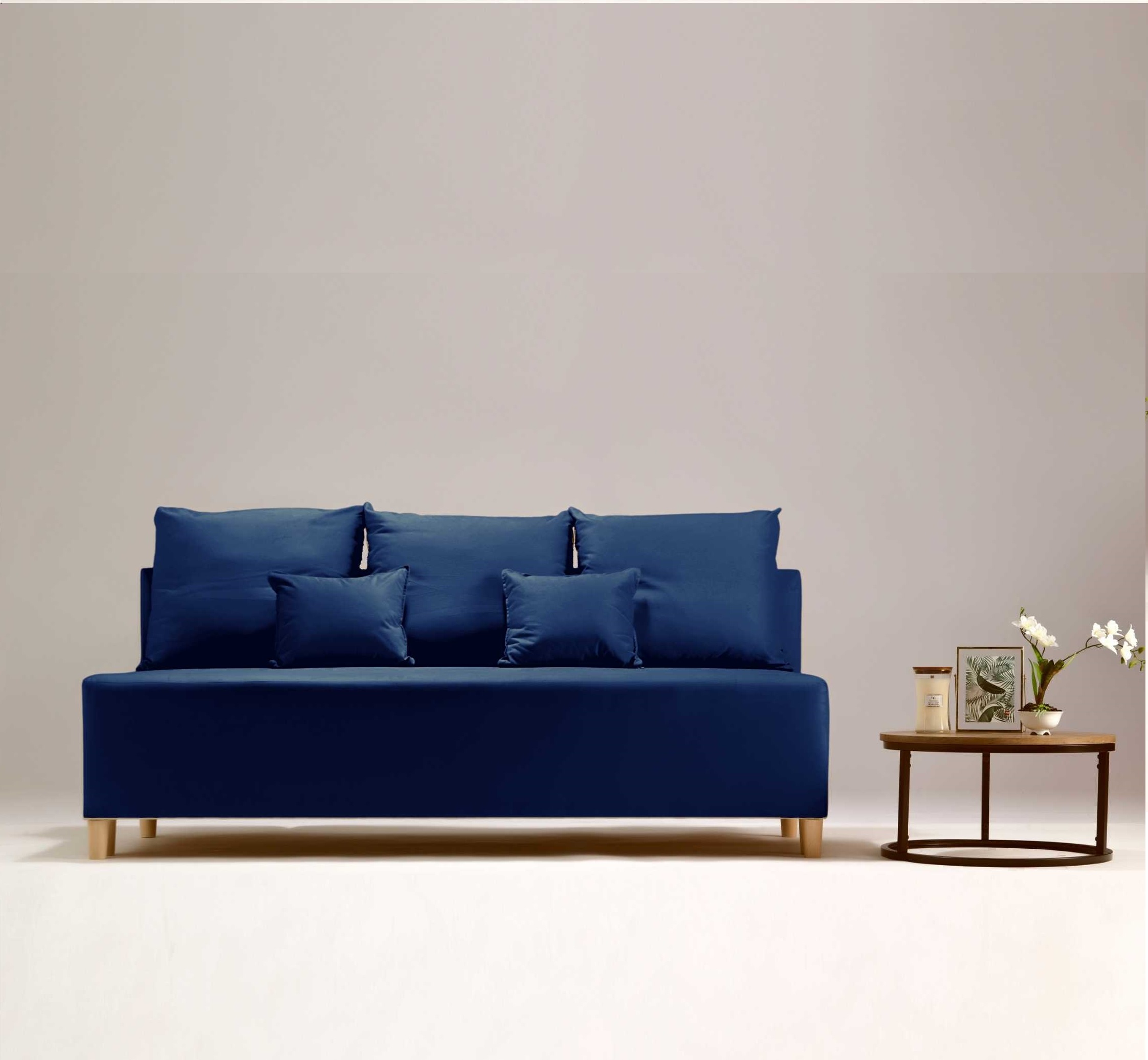 Skandynawska granatowa sofa rozkładana 190cm
